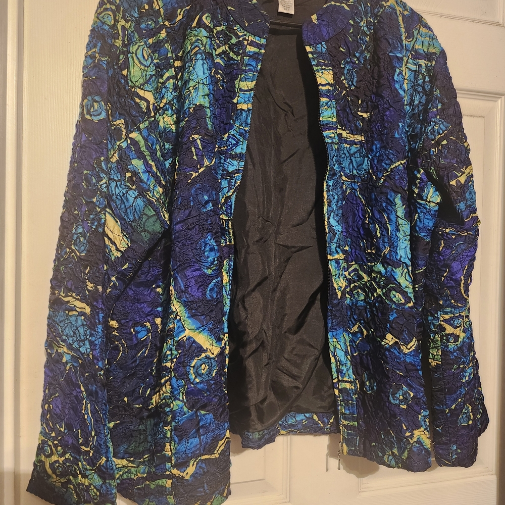 Chico's Blue and Green Textured Blazer